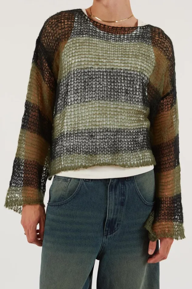 Men Jaded London Knitwear Green Nirvana Jumper