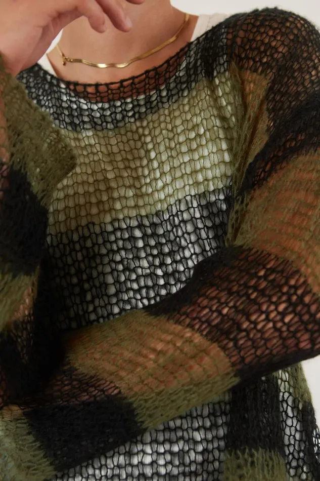 Men Jaded London Knitwear Green Nirvana Jumper