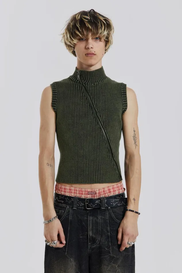 Men Jaded London Knitwear Lure Asymmetric Knit