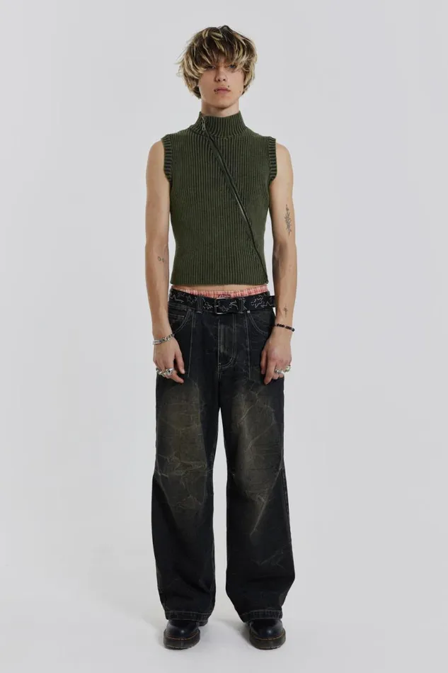 Men Jaded London Knitwear Lure Asymmetric Knit