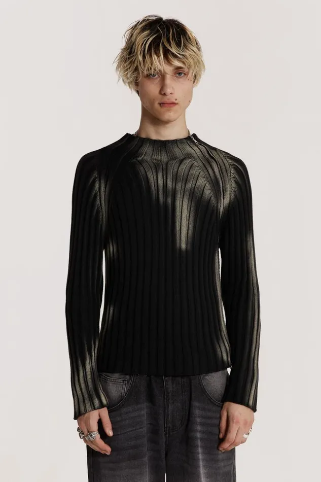 Men Jaded London Knitwear Luster Asymmetric Knit
