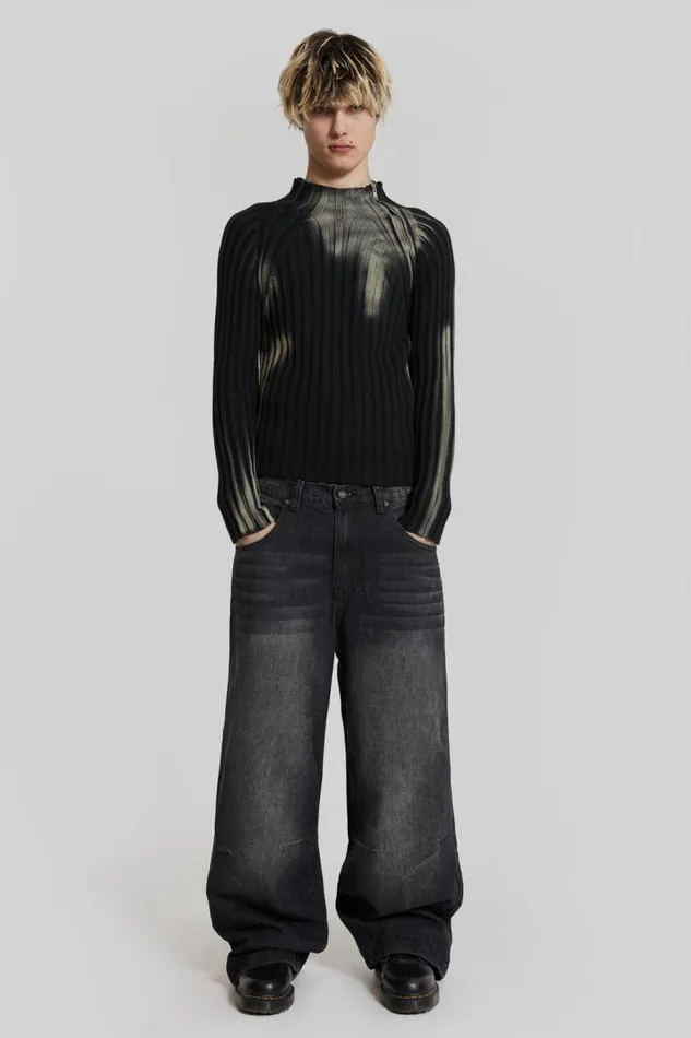 Men Jaded London Knitwear Luster Asymmetric Knit