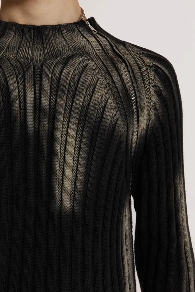 Men Jaded London Knitwear Luster Asymmetric Knit