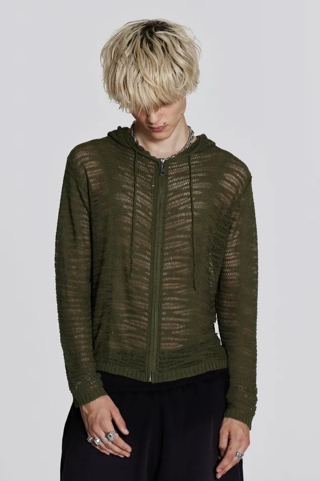 Men Jaded London Knitwear Noise Knit Hoodie
