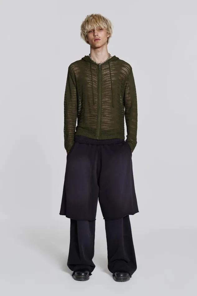 Men Jaded London Knitwear Noise Knit Hoodie