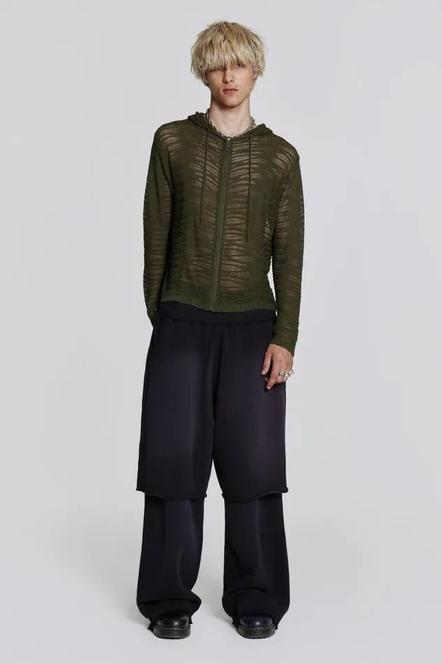 Men Jaded London Knitwear Noise Knit Hoodie