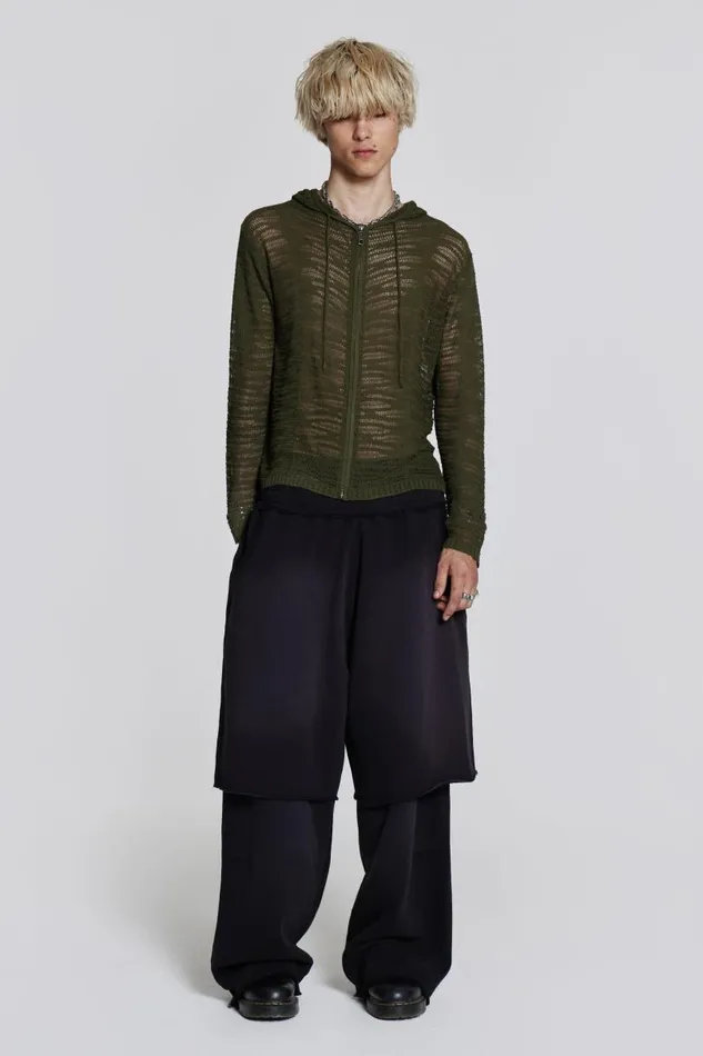 Men Jaded London Knitwear Noise Knit Hoodie