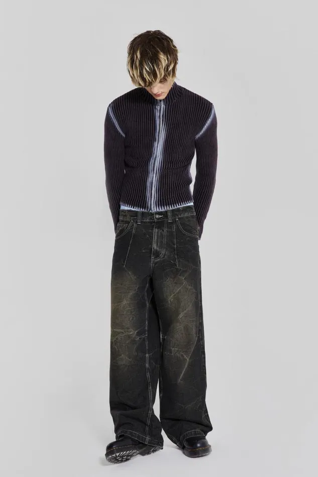 Men Jaded London Knitwear Purple Acid Lucid Knit Track Top