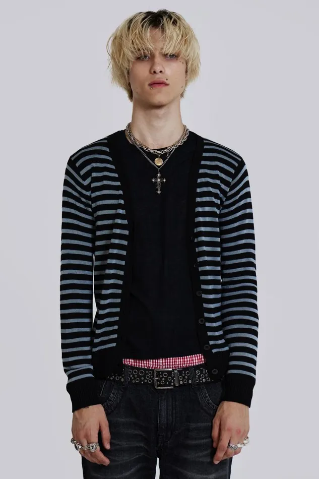 Men Jaded London Knitwear Sid Stripe Cardigan