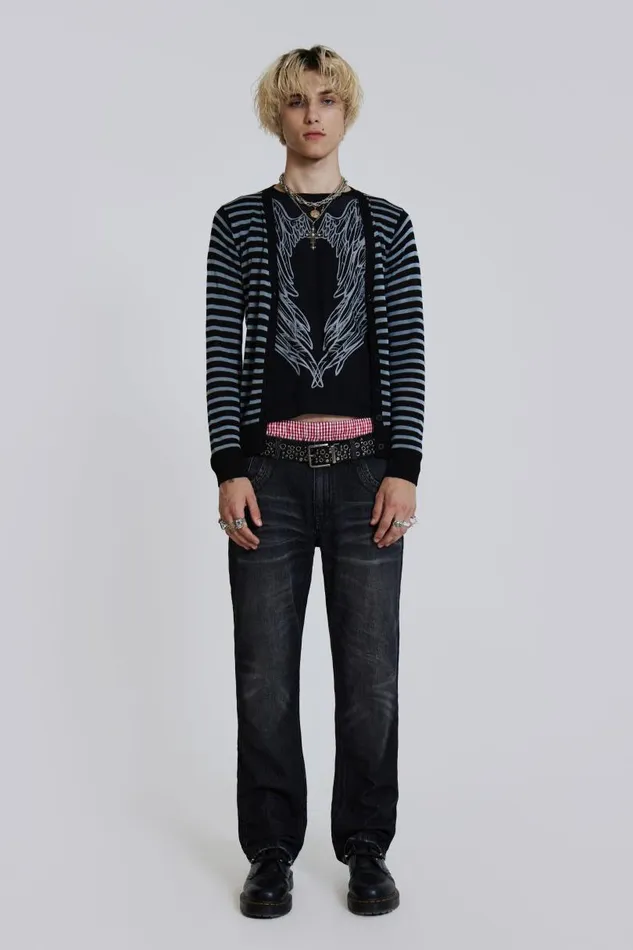 Men Jaded London Knitwear Sid Stripe Cardigan