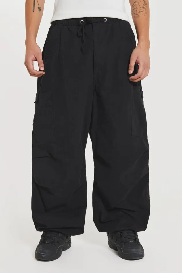 Men Jaded London Parachute Pants Black Parachute Cargo Pants