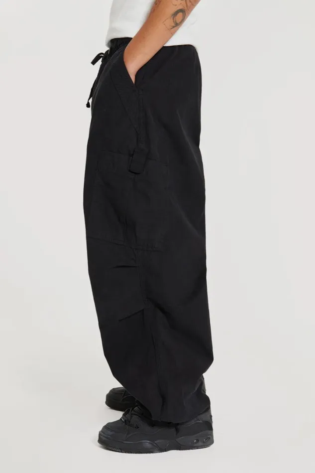 Men Jaded London Parachute Pants Black Parachute Cargo Pants