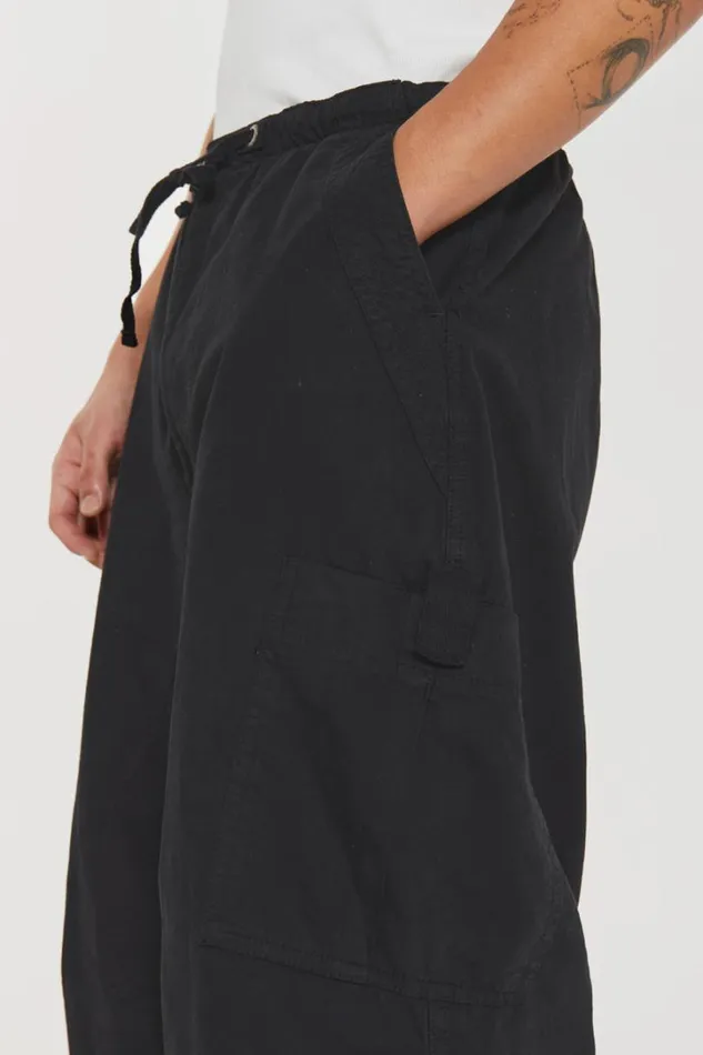 Men Jaded London Parachute Pants Black Parachute Cargo Pants