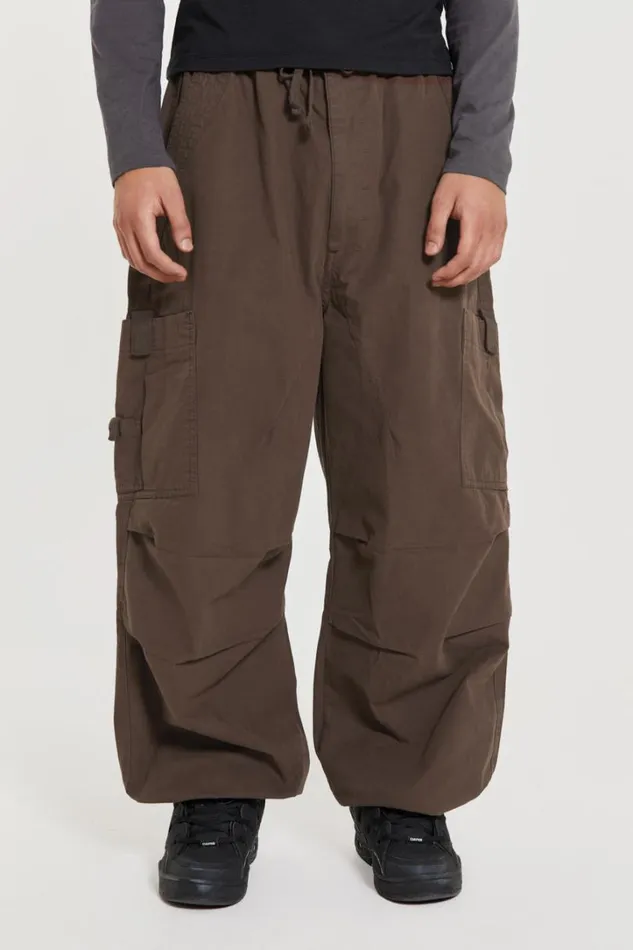 Men Jaded London Parachute Pants Brown Parachute Cargo Pants