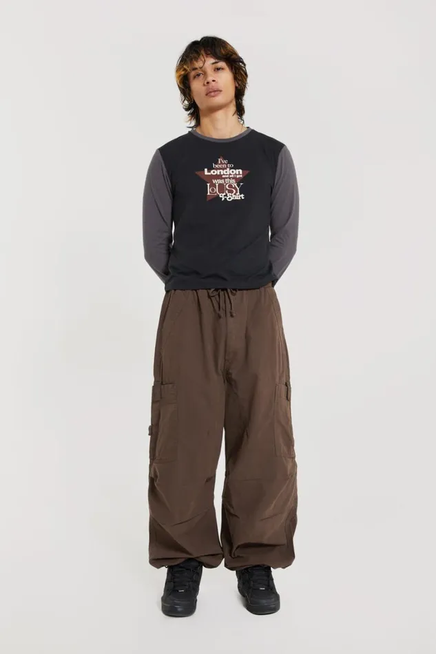 Men Jaded London Parachute Pants Brown Parachute Cargo Pants
