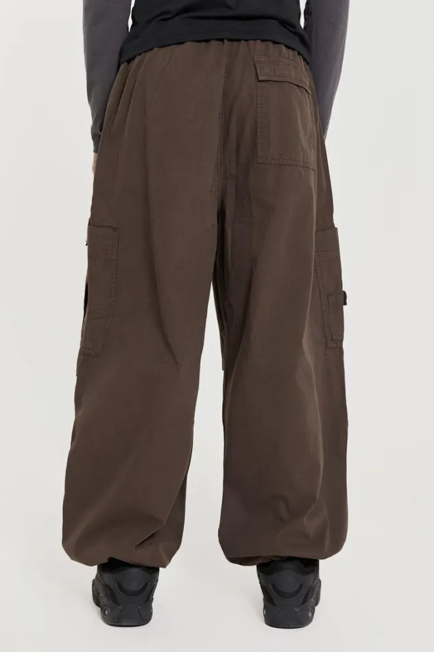 Men Jaded London Parachute Pants Brown Parachute Cargo Pants