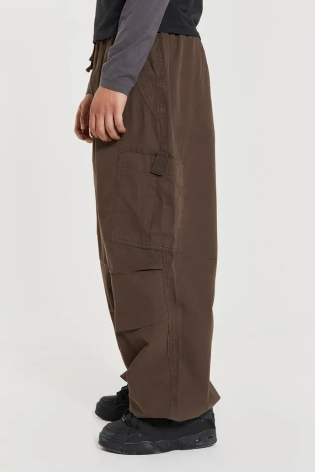 Men Jaded London Parachute Pants Brown Parachute Cargo Pants