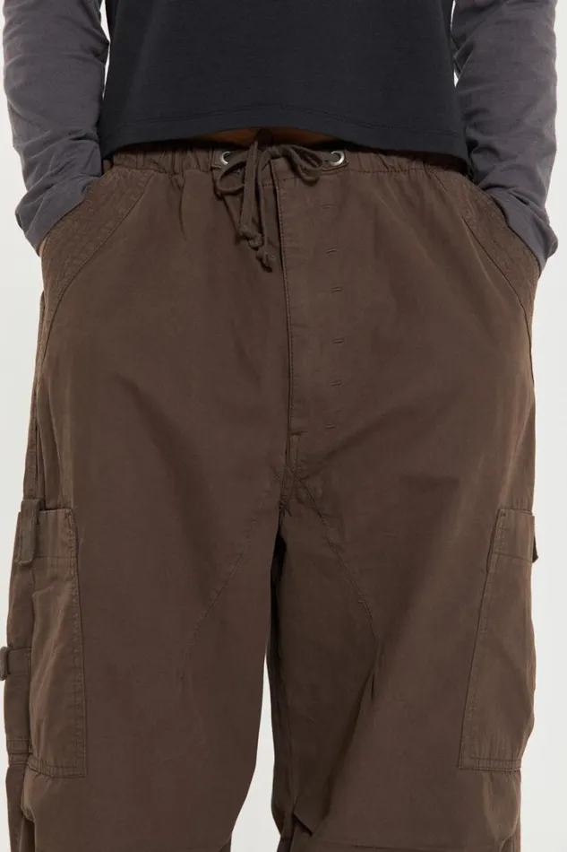 Men Jaded London Parachute Pants Brown Parachute Cargo Pants