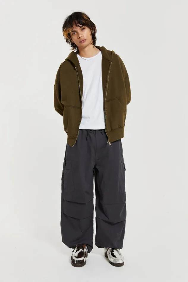 Men Jaded London Parachute Pants Grey Topograph Parachute Pants