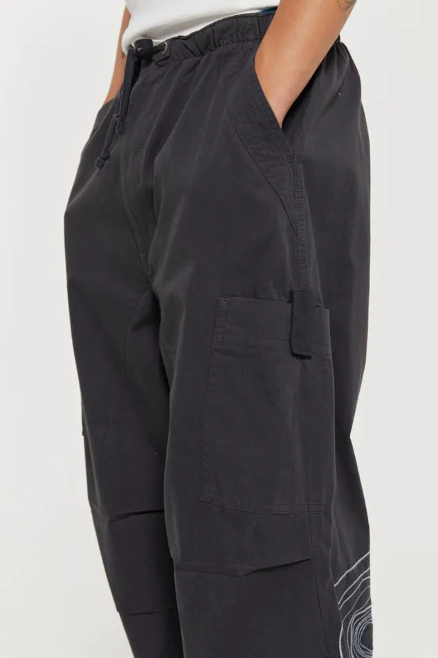 Men Jaded London Parachute Pants Grey Topograph Parachute Pants