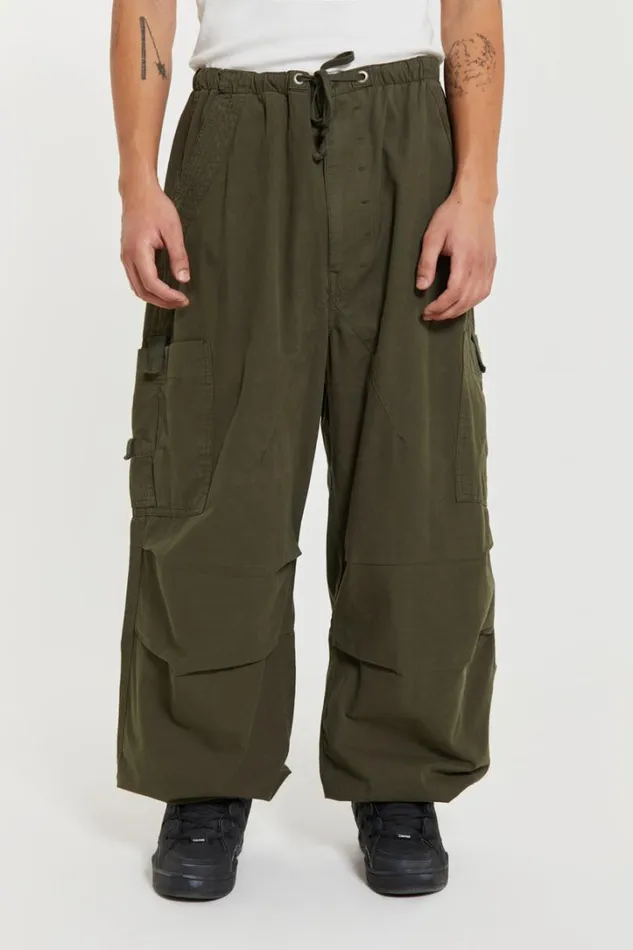 Men Jaded London Parachute Pants Khaki Parachute Cargo Pants