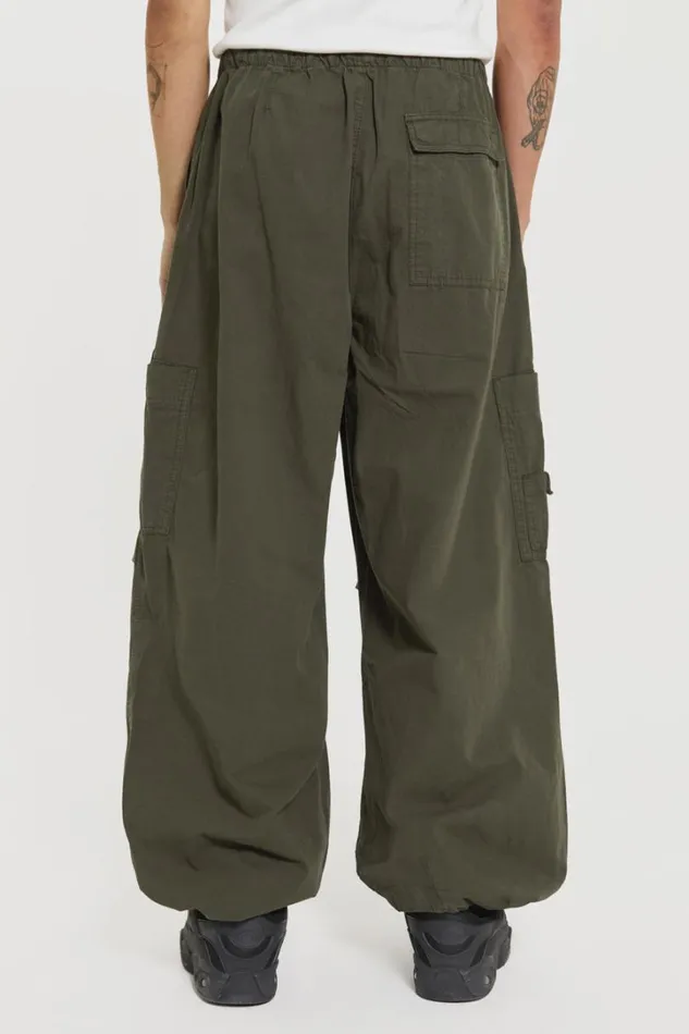 Men Jaded London Parachute Pants Khaki Parachute Cargo Pants