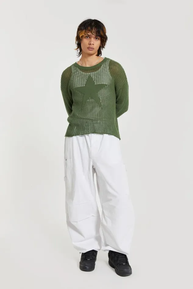 Men Jaded London Parachute Pants White Parachute Cargo Pants