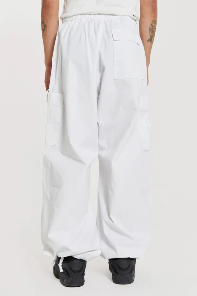 Men Jaded London Parachute Pants White Parachute Cargo Pants