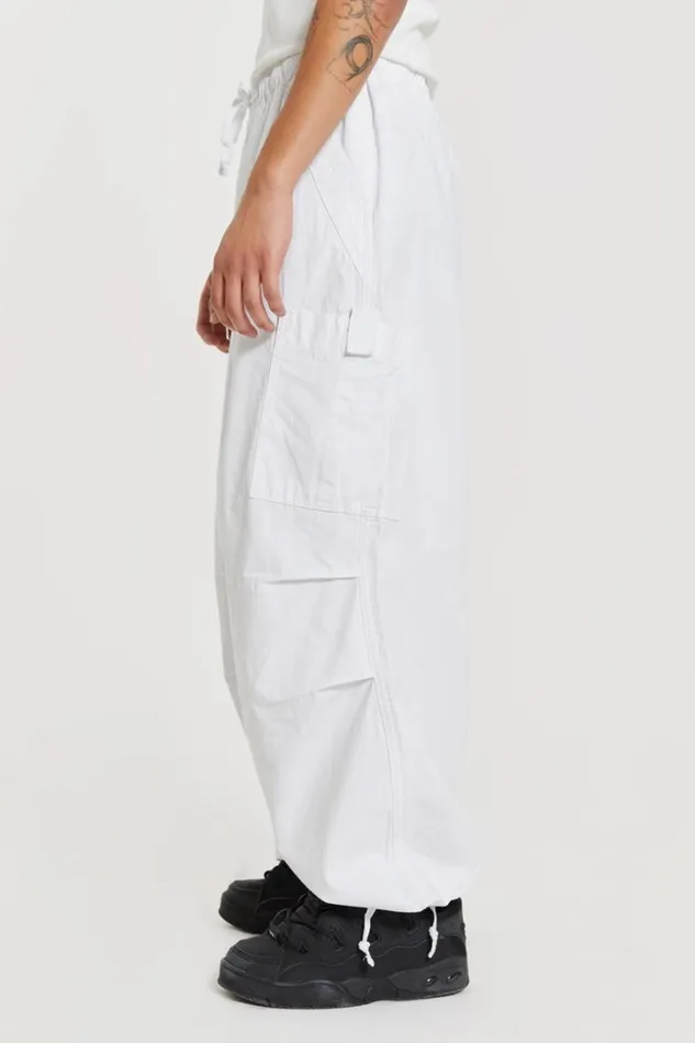 Men Jaded London Parachute Pants White Parachute Cargo Pants