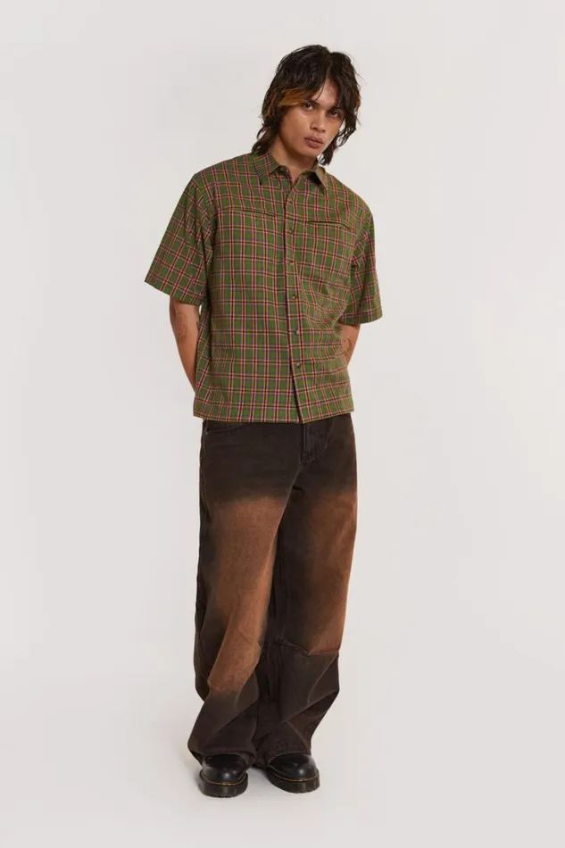 Men Jaded London Shirts Acid Short Sleeve Shirt