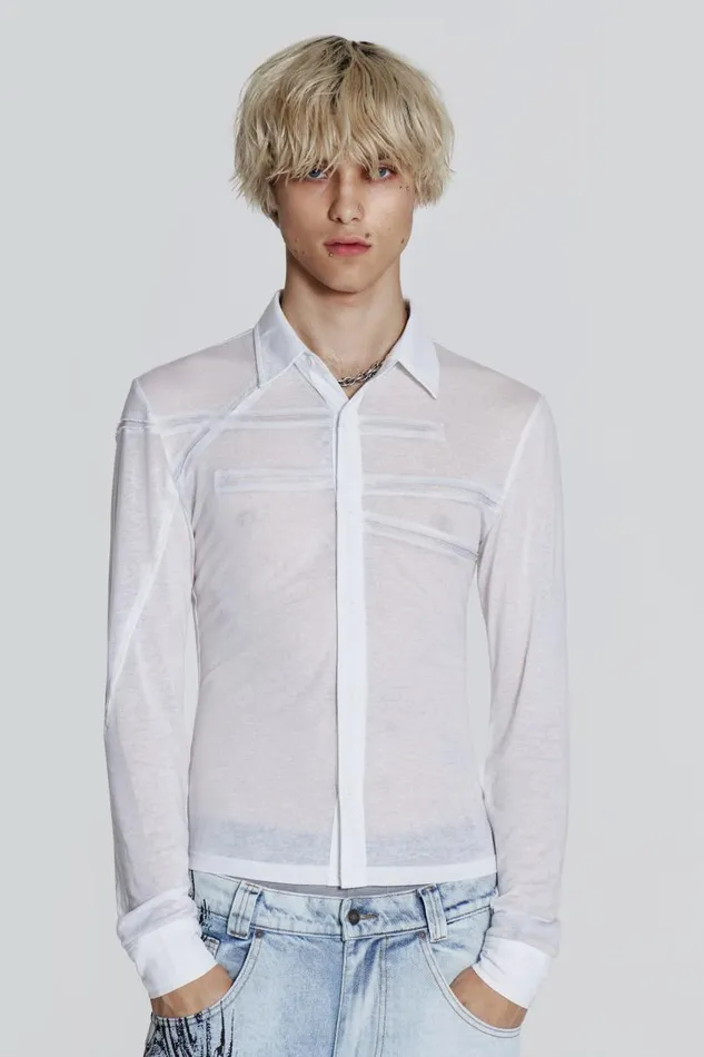 Men Jaded London Shirts White Rift Shirt