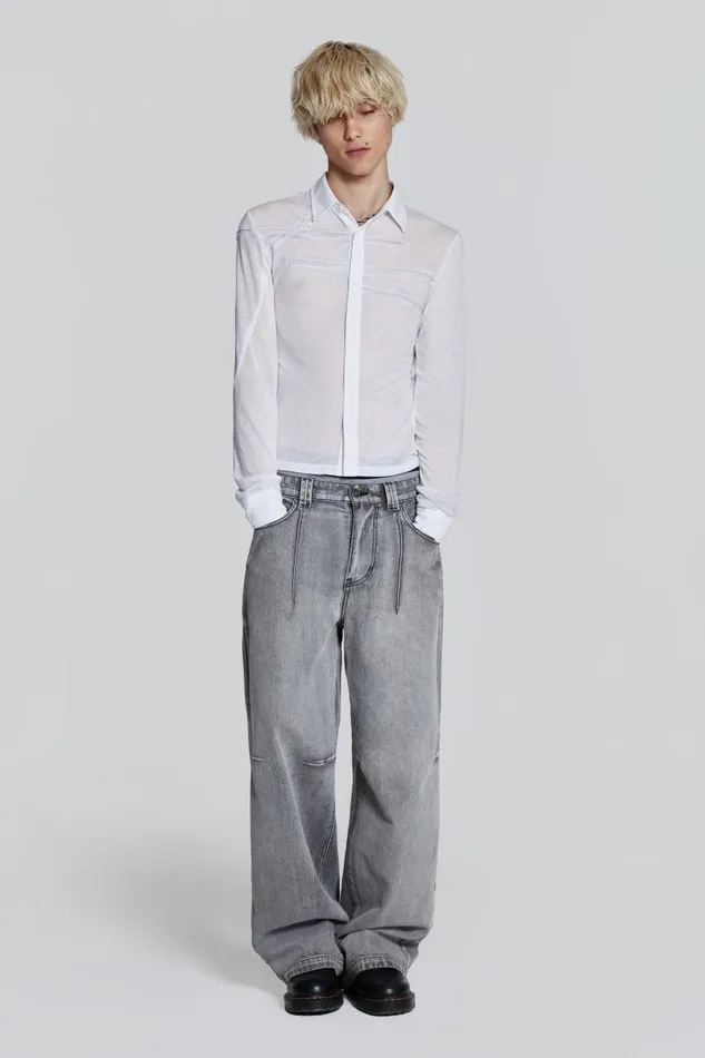 Men Jaded London Shirts White Rift Shirt