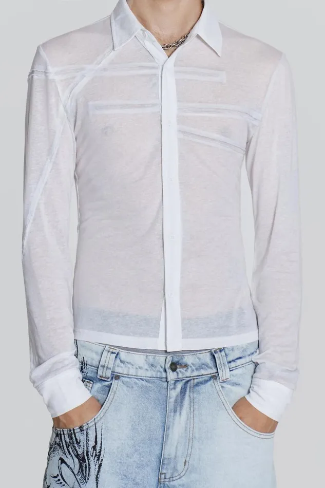 Men Jaded London Shirts White Rift Shirt
