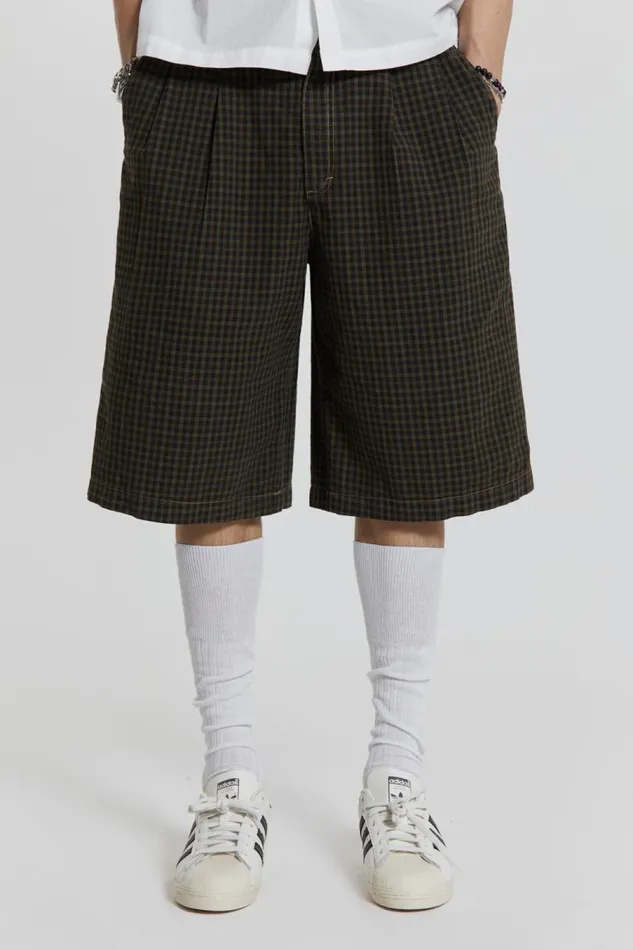 Men Jaded London Shorts and Jorts Charcoal Check Fairway Shorts