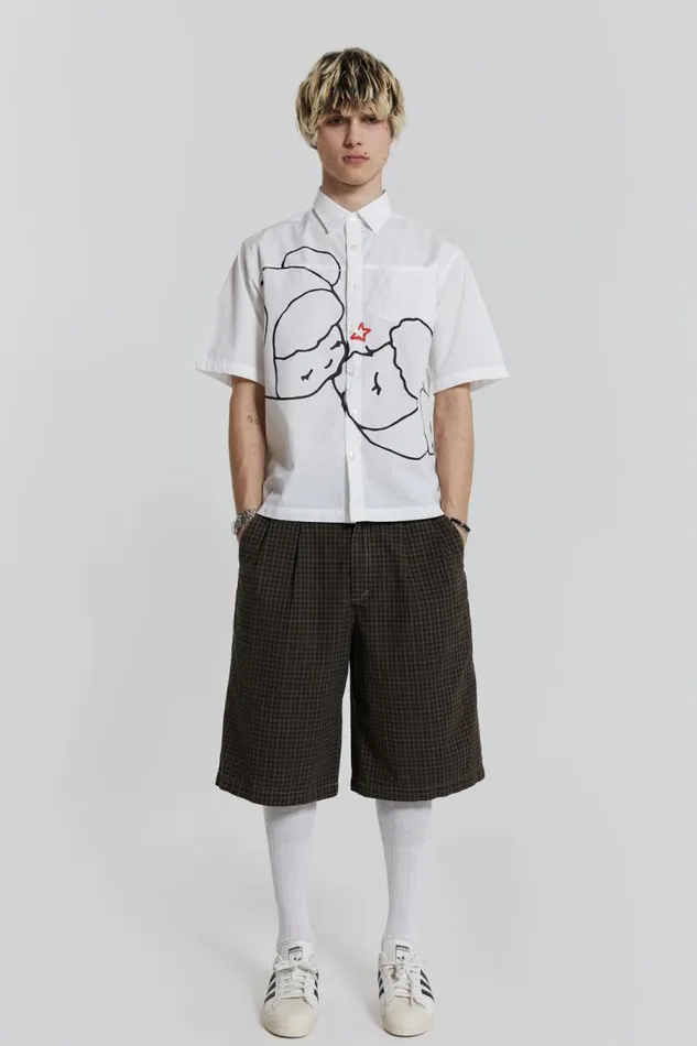 Men Jaded London Shorts and Jorts Charcoal Check Fairway Shorts