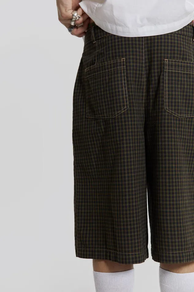 Men Jaded London Shorts and Jorts Charcoal Check Fairway Shorts