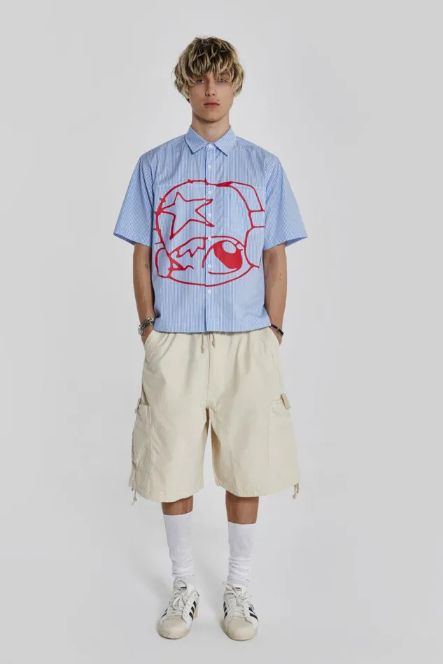 Men Jaded London Shorts and Jorts Ecru Parachute Cargo Shorts