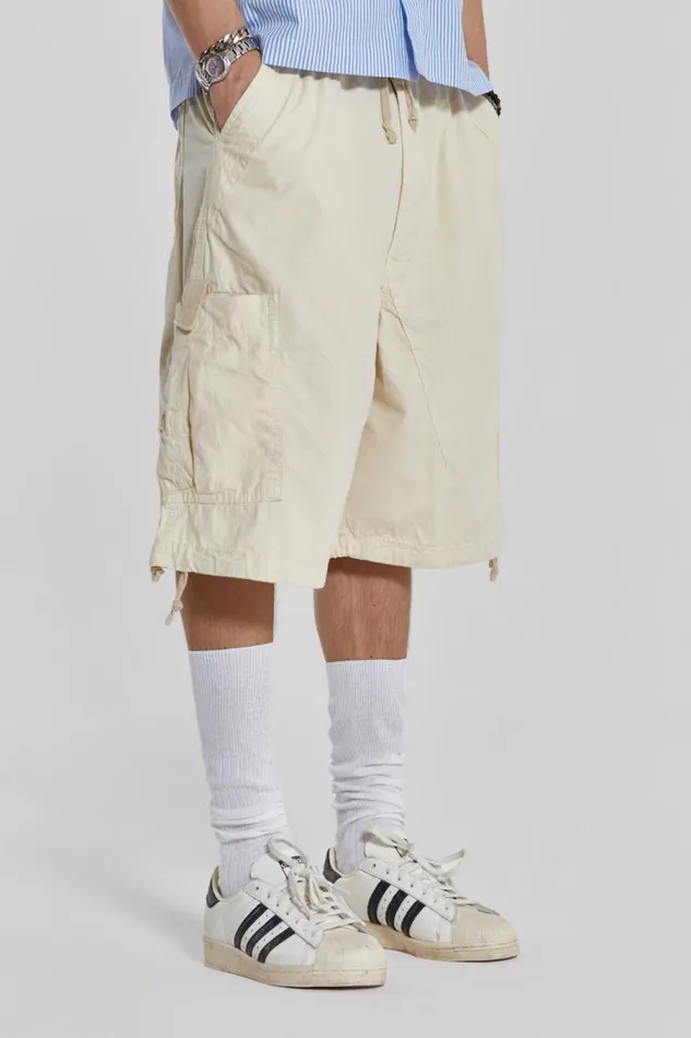 Men Jaded London Shorts and Jorts Ecru Parachute Cargo Shorts