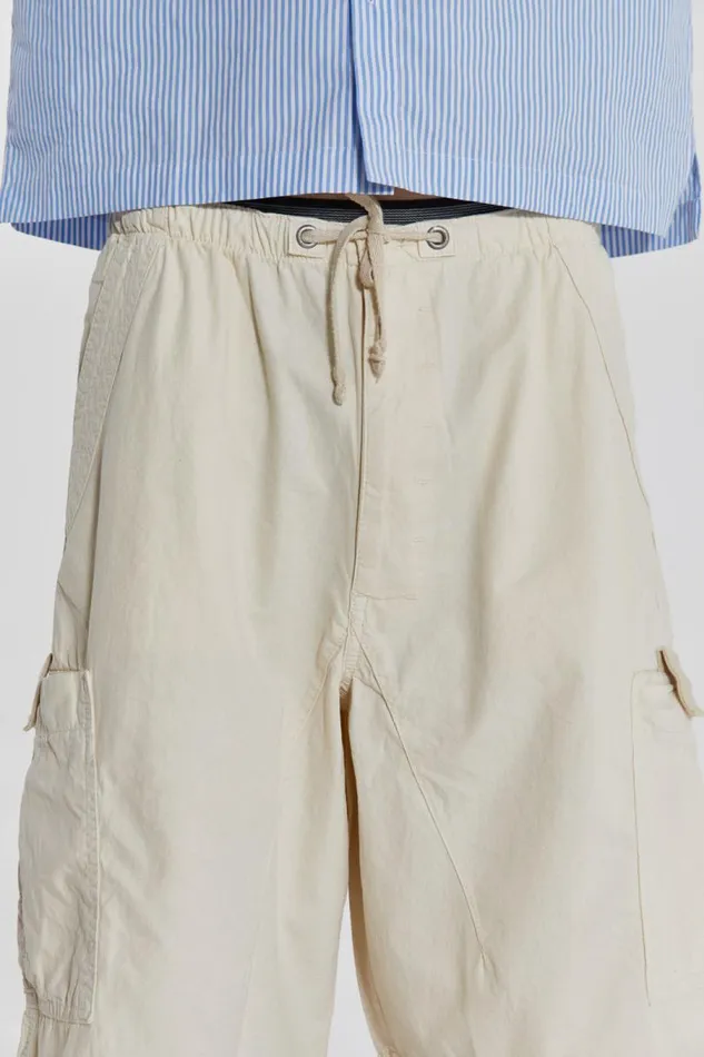 Men Jaded London Shorts and Jorts Ecru Parachute Cargo Shorts