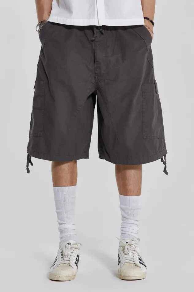 Men Jaded London Shorts and Jorts Vintage Grey Parachute Cargo Shorts
