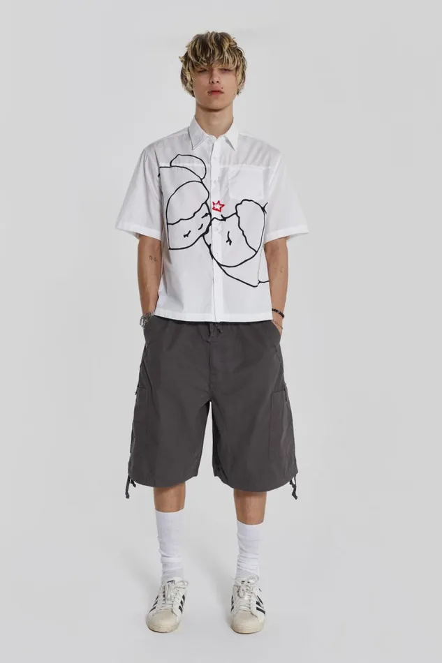 Men Jaded London Shorts and Jorts Vintage Grey Parachute Cargo Shorts