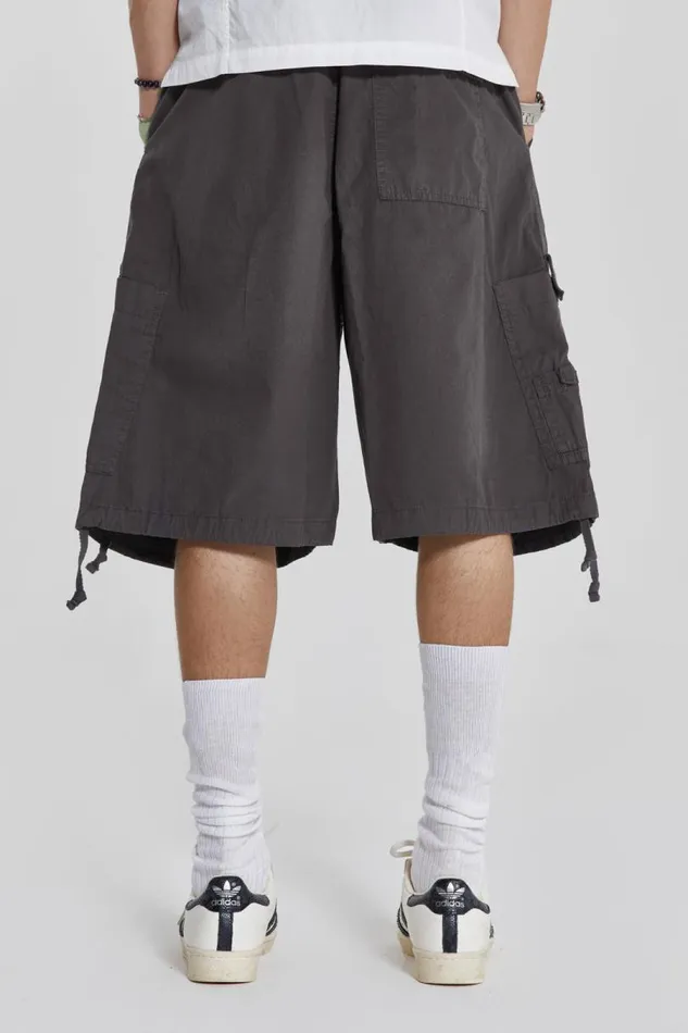Men Jaded London Shorts and Jorts Vintage Grey Parachute Cargo Shorts