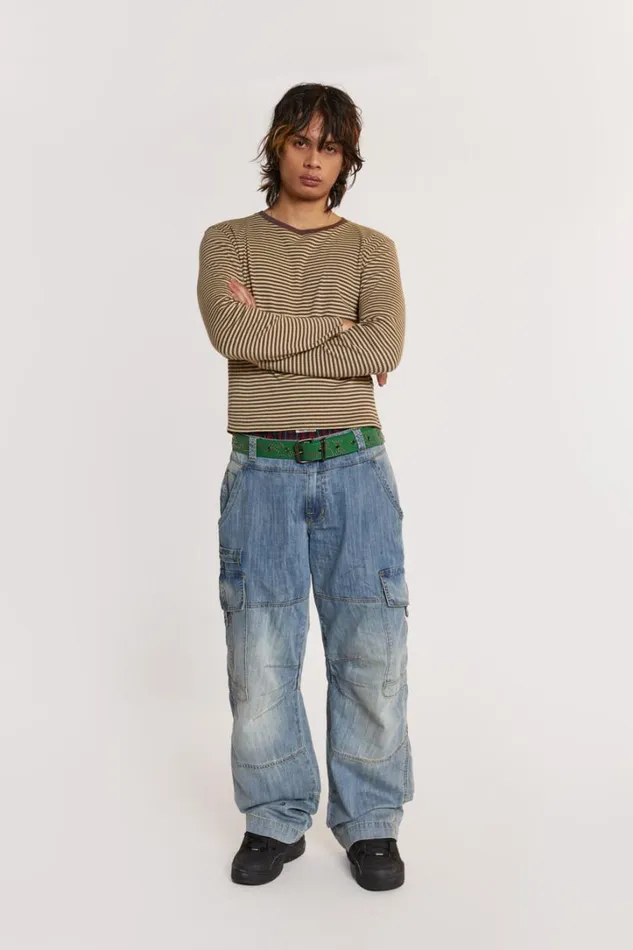 Men Jaded London TShirts Slouchy Long Sleeve Tee