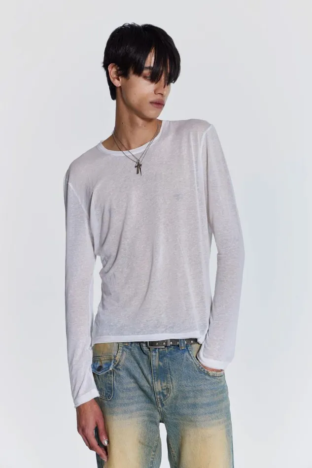 Men Jaded London TShirts White Mist Long Sleeve