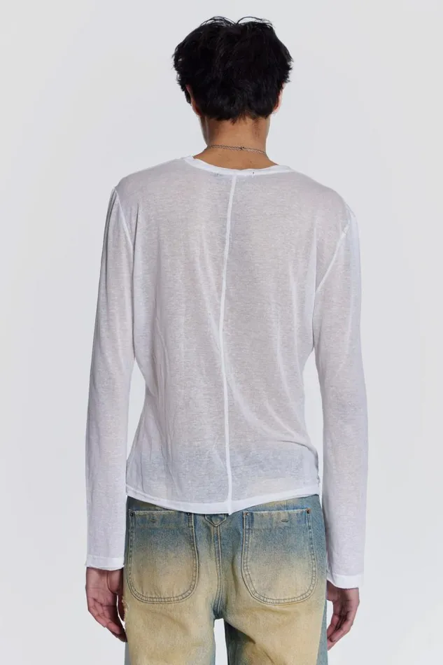 Men Jaded London TShirts White Mist Long Sleeve