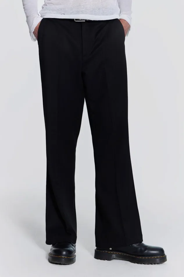 Men Jaded London Tailoring Black Flared Suit Pant