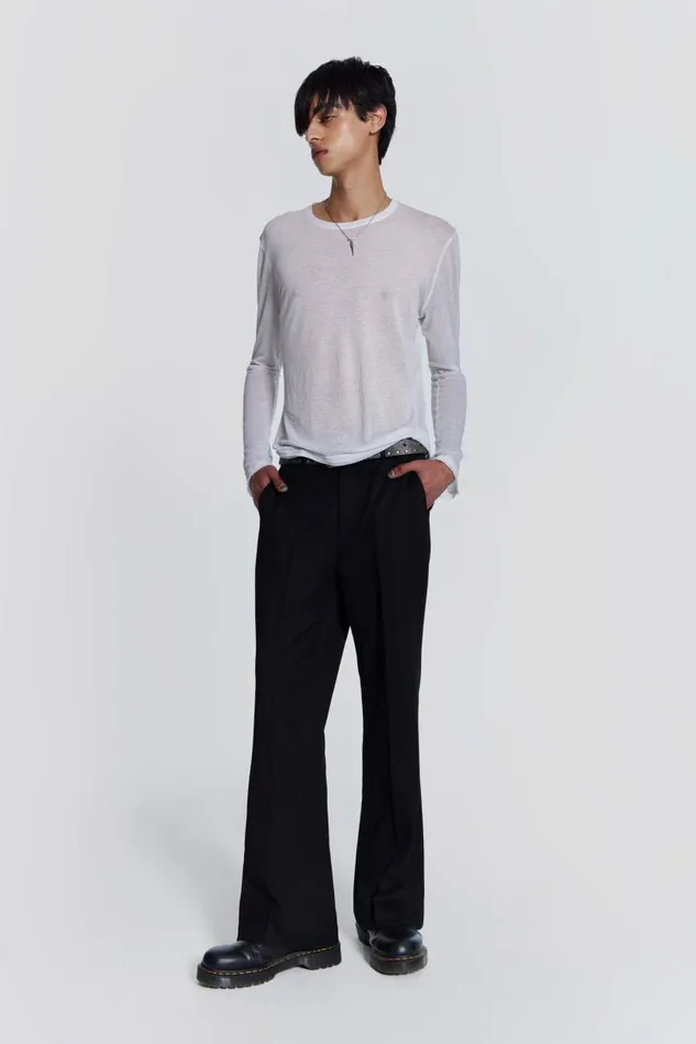 Men Jaded London Tailoring Black Flared Suit Pant
