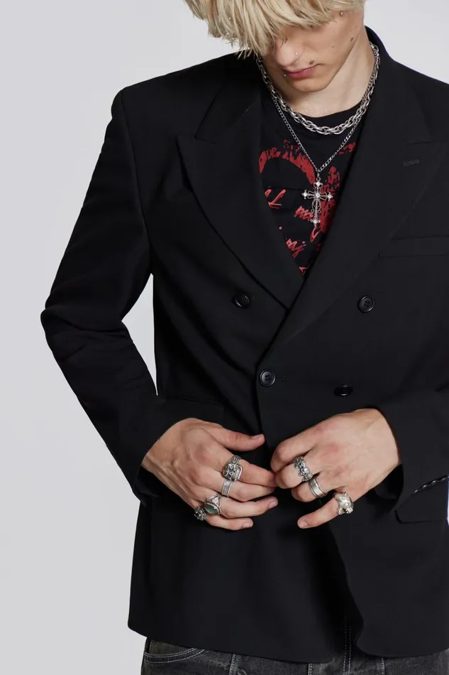 Men Jaded London Tailoring Black Goliath Blazer