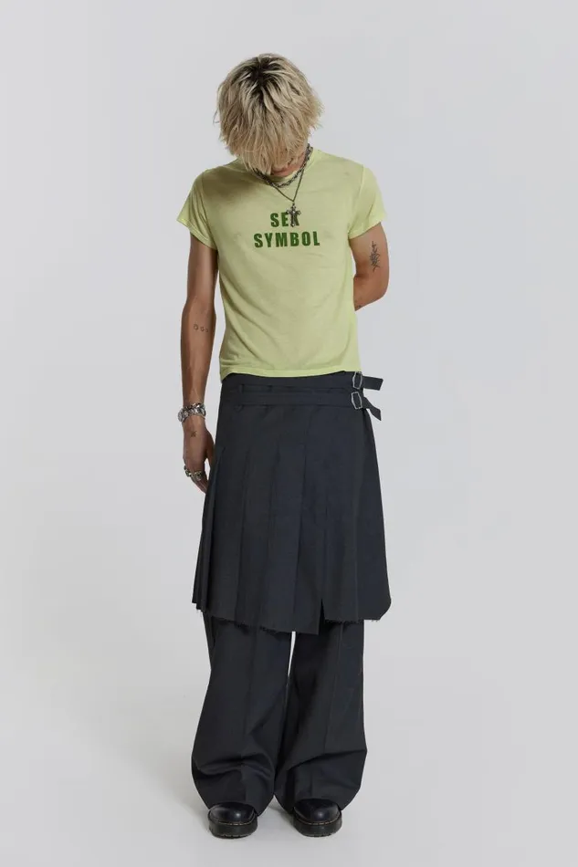 Men Jaded London Tailoring Steel Pleated Skirt