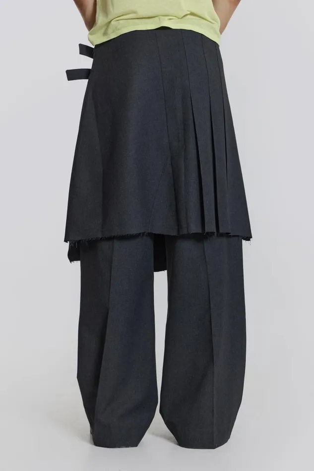 Men Jaded London Tailoring Steel Pleated Skirt